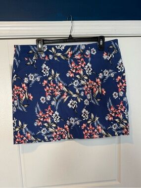 Mario Serrani Navy Blue Floral Mini Skirt